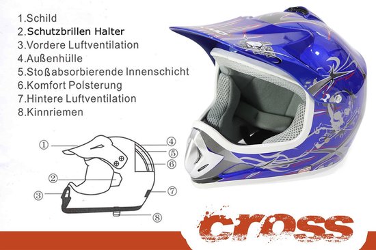 Xtreme Crosshelm / motorhelm /crossmotor | Helm voor tieners of volwassenen  | Blauw... | bol.com