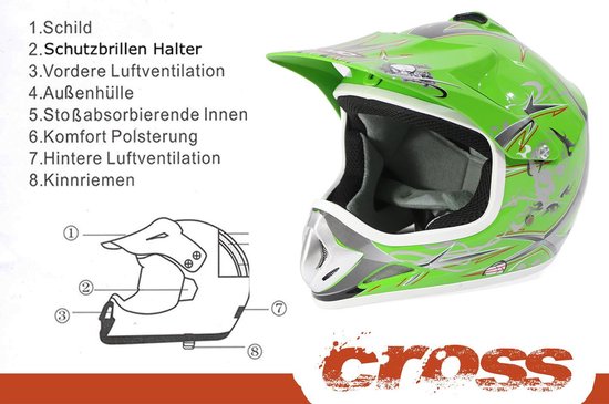 Xtreme Crosshelm / motorhelm / minibike | kinderhelm | Groen | Maat XS | bol.com