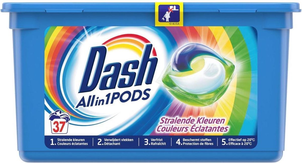 Goedkoopste Dash All-in-1 Pods Bright Colors Wascapsules/Wasmiddel - 37 Wasbeurten