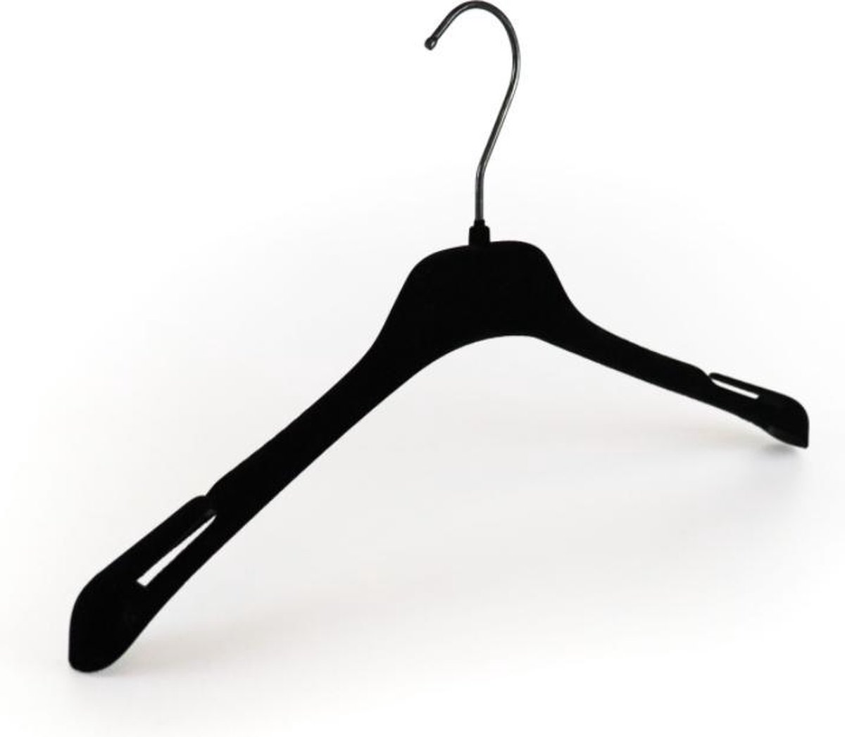 [Set van 5] Luxe fluwelen zwarte kledinghangers / kleerhangers met zwarte haak , 42cm breed