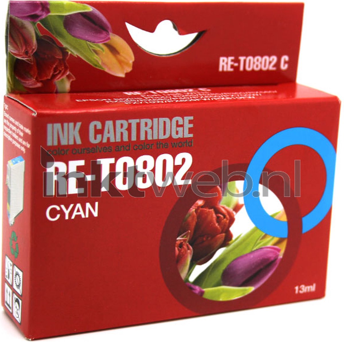 FLWR T0802 cyaan - Geschikt voor Epson