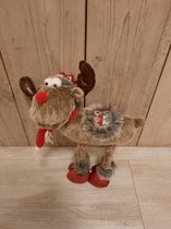 Rudolf - Staand - Rood - Grijs - met Sjaal