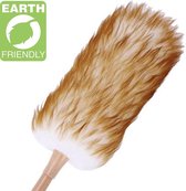Luxe plumeau met bamboe handvat – Biologisch schapenwol – 52 cm – Incl. ophangkoord - Plumeau met microvezel – Ragebol – Plumeau met veren – Duurzaam – Lamswollen plumeau - Reinigb
