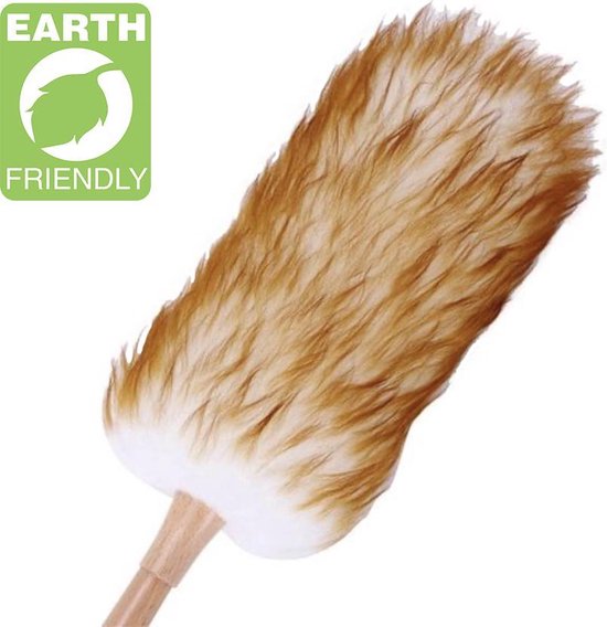 Plumeau de Luxe avec manche en bambou - Laine de mouton bio - 52 cm - Incl.  cordon de
