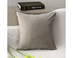 DB Lifestyle kussenhoes 40x40cm lichtgrijs | vierkant | fluwelen effen sierkussen