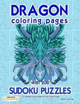Dragon Coloring Pages with 200 Sudoku Puzzles