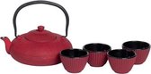 Pumpkin theepot set - met filter en 4 mokken - rood - 1.2L