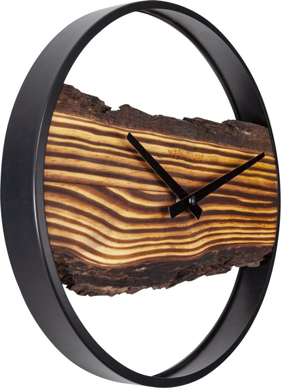 Cander Berlin MNU 2630 S wandklok MDF stille geen tikkend geluid 30 cm woonkamer moderne vintage zwarte houten wijzers