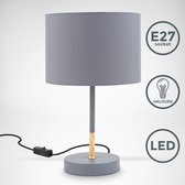 B.K.Licht - Grijze Tafellamp - metaal & stof - met kap - scandinavische bedlamp - slaapkamer lamp - E27 fitting - excl. lichtbron
