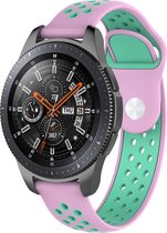 Vivoactive / Vivomove Silicone Dubbel Band - Maat 18mm - Roze Groenblauw - Geschikt Voor Garmin - Horlogeband - Armband - Polsband