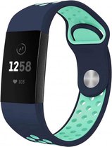 Fitbit Charge 3 & 4 siliconen DOT bandje - Mint / Blauw (Large) - Fitbit charge bandjes
