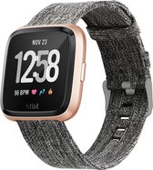 Bandje Voor Fitbit Versa Nylon Gesp Band - Donkergrijs - Maat: SM - Horlogebandje, Armband