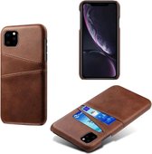 Card Case voor Apple iPhone 12 Pro Max | PU Leren Back Cover | Luxe Telefoonhoesje | Pasjeshouder | Bruin