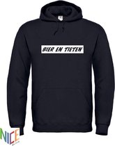 Hoodie zwart Bier en Tieten maat S