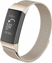 Fitbit charge 3 - Fitbit charge 4 milanese band - vintage goud - SM - Horlogeband Armband Polsband