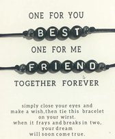 Best friends armband - BFF - beste vriend - 2 stuks - zwart - met boodschap