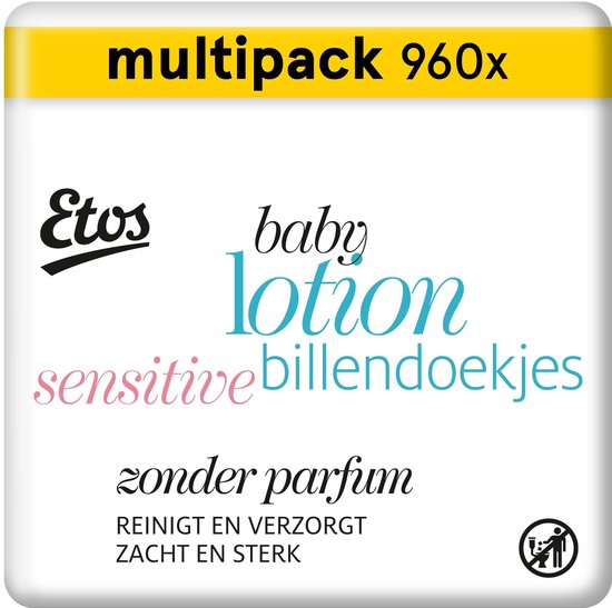 Etos Baby Lotion Sensitive Billendoekjes - 960 stuks (12 x 80 stuks) |  bol.com