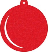 Kerstbal vilt onderzetters  - Rood - 6 stuks - ø 9,5 cm - Kerst onderzetter - Tafeldecoratie - Glas onderzetter - Cadeau - Woondecoratie - Tafelbescherming - Onderzetters voor glazen - Kerst tafelen - Woonaccessoires - Tafelaccessoires