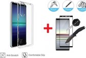 2-In-1 Screenprotector Hoesje Bescherming Protector Set Voor Geschikt Voor Xperia 5 II - Full Cover 3D Edge Tempered Glass Screen Protector Met Siliconen Back Bescherm Hoes Cover C