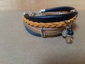 Lederen armband suéde okergeel