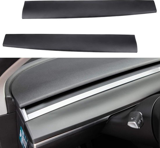 Foto: Tesla model 3 en y dashboard paneel mat zwart trim cover cap auto interieur accessoires nederland be