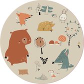 Made on Friday - Behangcirkel Autumn Animals 80x80 cm - Zelfklevend behang met matte textiel uitstraling