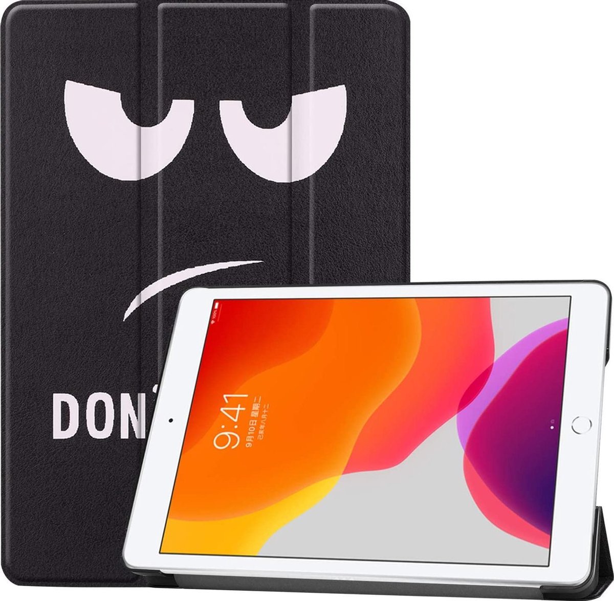 Tablethoes Geschikt voor: Apple iPad Air 2 / iPad 2017 / iPad 2018 Ultraslanke Hoesje Tri-Fold Cover Case - Don't touch