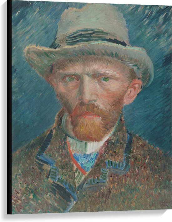 Canvas  - Oude meesters - Zelfportret, Vincent van Gogh, 1887 - 75x100cm Foto op Canvas Schilderij (Wanddecoratie op Canvas)