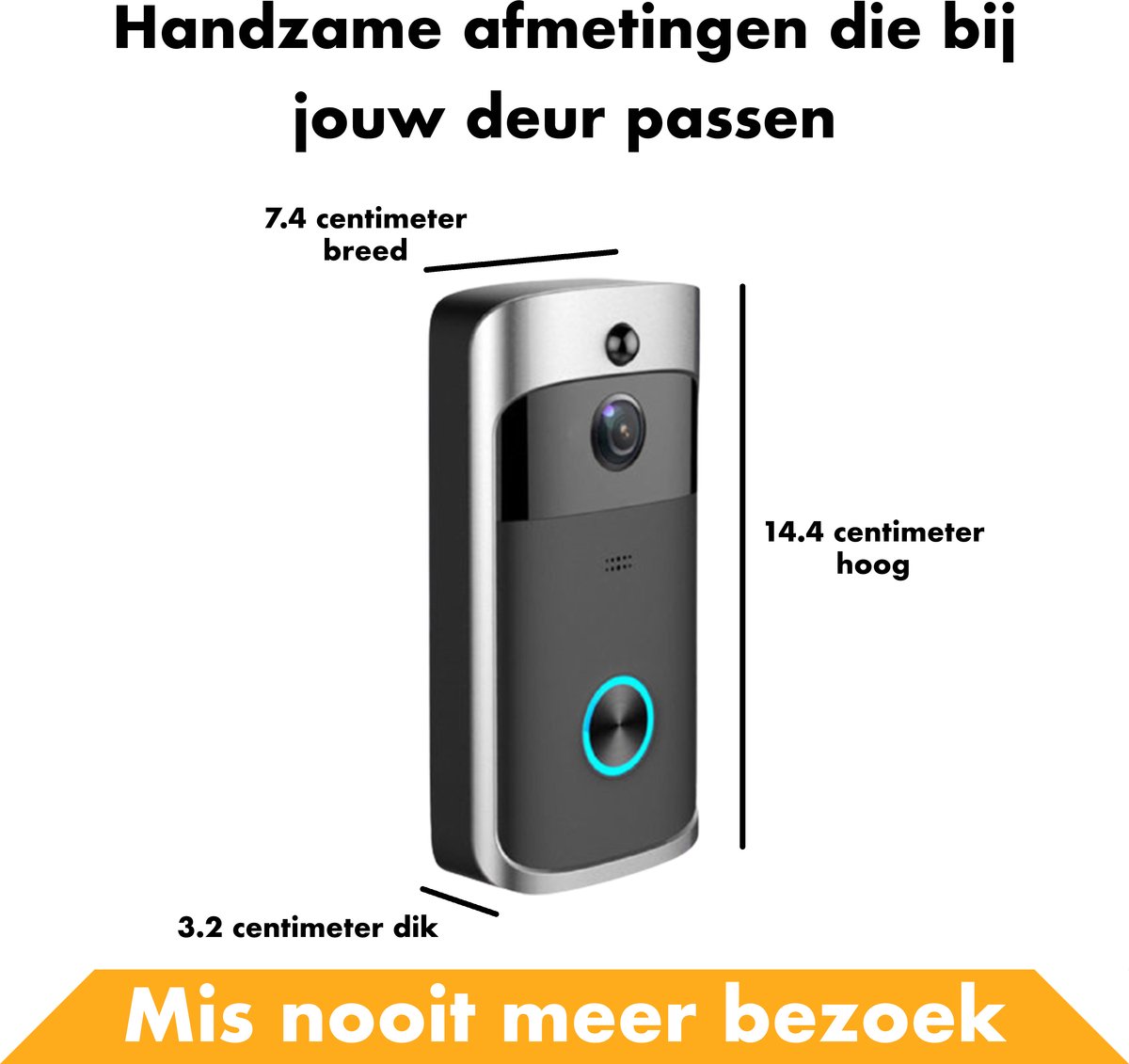Draadloze HD Video Deurbel met Wifi en Waterdichte Gong - Draadloze - €53,90