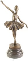 Beeld - Bronzen Ballerina - Meisje op sokkel - 31,7 cm hoog