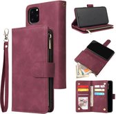 Luxe Telefoonhoesje voor Apple iPhone 11 | Hoogwaardig Leren Bookcase | Lederen Wallet Case | Luxe Uitstraling | Pasjeshouder 6 stuks | Portemonnee | Rits | Rood