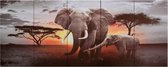 Canvas 5-delig 200x80cm (incl LW 3d klok) - Canvas schilderij - Canvas paneel woonkamer