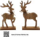 Koppel Hert hout - Hert van hout - hoogte: 21cm -  breedte: 11,5 CM - Set van 2