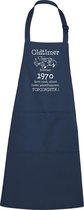 Keukenschort - BBQ schort - Oldtimer - Jaartal 1970 - navy / blauw