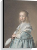 Canvas  - Oude meesters - Meisje in het blauw, Johannes Cornelisz. Verspronck - 40x60cm Foto op Canvas Schilderij (Wanddecoratie op Canvas)