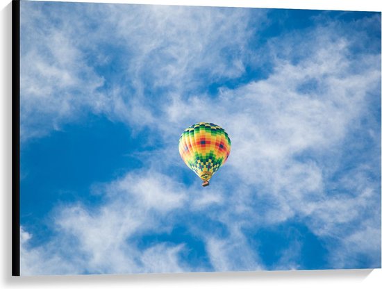 Canvas  - Mooie Luchtballon in Blauwe Lucnt - 100x75cm Foto op Canvas Schilderij (Wanddecoratie op Canvas)