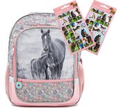 Paarden rugzak - 42 x 31 x 16 cm - Rugtas Paard en Veulen - Meisjes rugtas - met gratis Paarden stickers