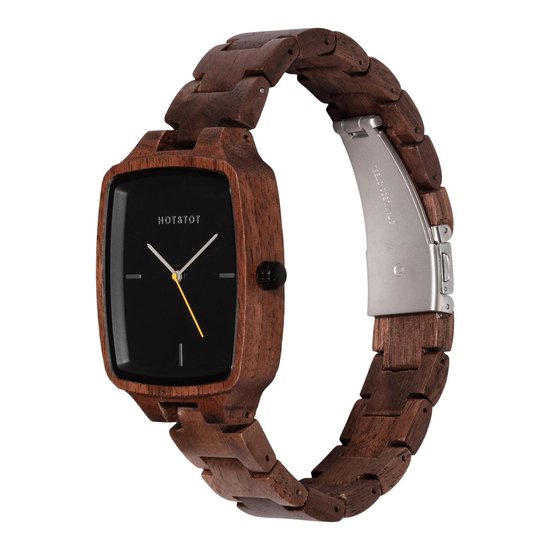 HOT\u0026TOT | Wodan - Houten horloge voor heren - Vierkant - Walnoot hout -  40mm - Bruin - | bol.com
