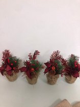 Decoratieve kerstplantjes - set van 4 stuks- kunst