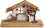 Kerststal Antieke - Natuurlijk Hout (21 cm)