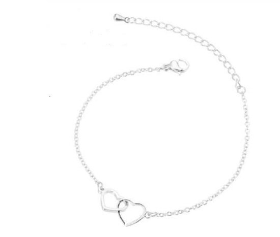 Bracelet coeur en argent MRLK® - bracelet coeur en coeur - bracelet avec 2  coeurs -... | bol