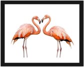 Foto in frame Flamingo liefde, 3 maten, roze/wit, Premium print