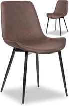 2 stoelen set microvezel bruin met zwarte frame