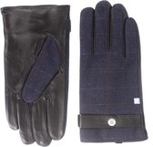 Jopp | Handschoenen zwart leer met geruite krijtstreep
