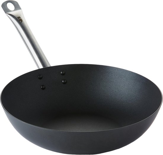 Wokpan à bout pointu - Acier au carbone - Excalibur Revêtement anti-adhérent - Ø 30cm