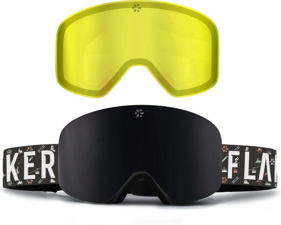 FLAKER Magnetische Skibril - Bright – Zwart Frame – SMOKE Revo Spiegellens  + Extra... | bol.com