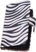 Zebra Bookstyle Wallet Case Hoesjes voor HTC One Max T6 Wit