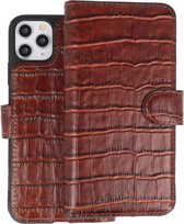 BAOHU Krokodil Handmade Leer Telefoonhoesje - Wallet Case - Portemonnee Hoesje voor iPhone 11 Pro Max - Bruin