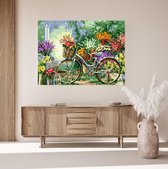 JDBOS ® Schilderen op nummer Volwassenen met frame (hout) - Fiets tussen bloemen - Verven volwassenen - 40x50 cm