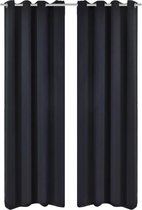 Gordijnen zwart 2 stuks (Incl LW led klok) - Gordijnroede - gordijn raambekleding - gordijnen kant en klaar met haakjes ringen - gordijnen met ringen